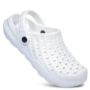 CRESTA Clogs for Men Lightweight Comfortable Stylish & Anti-Skid with Adjustable Back Strap Casual Clogs Sandals for Men | White