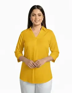 Oxinexx Long Hemline Shirt for Women Soft Viscose Rayon Relaxed Fit Ladies Formal Shirt Daily Office Formal Casual Top Wear