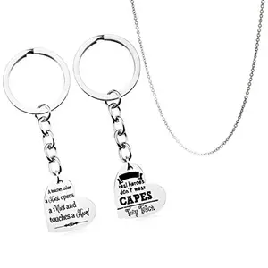 Yellow Chimes "Real Heroes Don't Wear Capes They Teach Combo Heart Keychain Pendant with Chain/Gift for Teacher's/Teachers Day Gift/Teachers Birthday Gift
