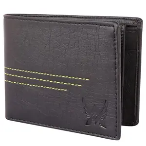 ARFA Men Black Artificial Leather Three Lines Wallets for Men