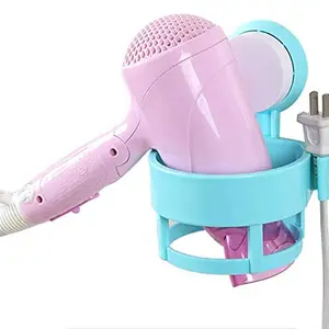 Mbuys Mall Plastic Wall Mount Hair Dryer Rack with Suction Cup Fix Holder (Pack of-01 Multi Color)