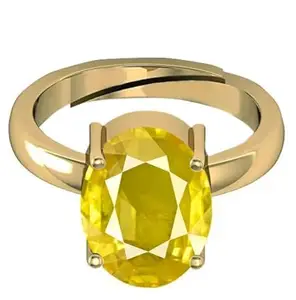 DAURAYA GEMS 10.25 Ratti 9.45 Carat AA++ Quality Natural Yellow Sapphire Pukhraj Gemstone Gold Plated Ring for Women's and Men's (Lab Certified) (R0207)