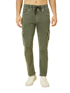 ENSPYR Men's Solid Cargo Lower-EL2-OL Olive