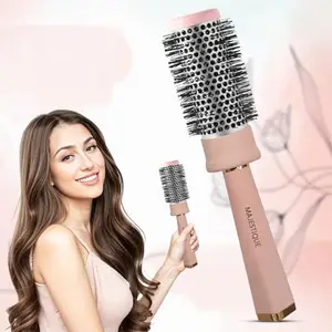MAJESTIQUE Round Hair Brush for Blow Drying & Styling | Roller Brush with Nylon Bristles | Hair Brush for Women & Men – 1Pc (Pink)
