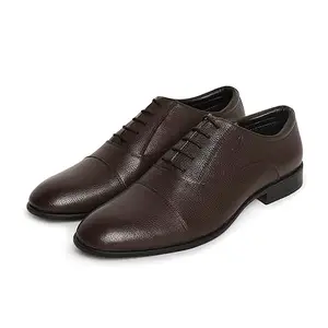 MORALO Genuine Leather Formal Office Shoes for Men Latest Stylish Oxford Formal Lace Up Shoes (8) Brown