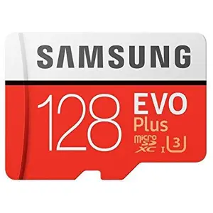 Annex Samsung EVO Plus Grade 3 Class 10 128GB MicroSDXC Memory Card with SD Adapter (MB-MC128GA/IN) price in India.