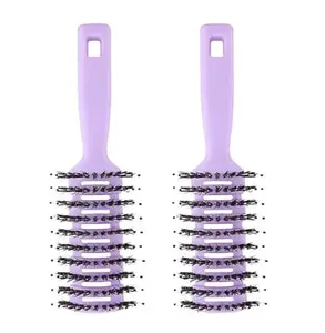 Homestic Hair Brush | Flexible Bristles Brush | Hair Brush with Paddle | Quick Drying Hair Brush | Suitable For All Hair Types | Round Vented Hair Brush | 2 Piece | C13-X-PURP | Purple