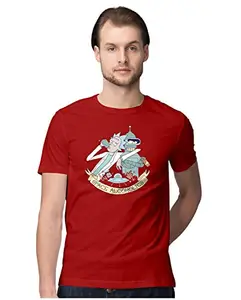 ALLEN BLACK Men's Regular Fit T-Shirt Space Alcoholics Bender Rodriguez & Rick Sanchez 100% Cotton T-Shirt Red_RBA-RED-XXXL-MENR_