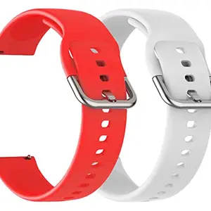 AONES Pack of 2 Silicone Belt Watch Strap with Metal Buckle Compatible for Skagen Connected SKT1104 Watch Strap White, Red