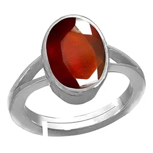 Anuj Sales 3.25 Ratti / 2.50 Carat Natural Certified Hessonite/Garnet/Gomed Loose Gemstone Silver Plated Adjustable Ring Sizes Between 15 to 28 for Men's and Women's