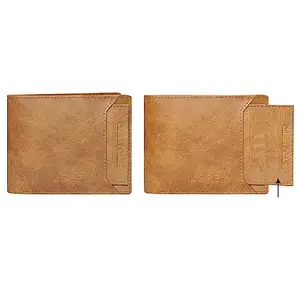Jay MAHAKALI Enterprise Orange Removable Card Holder Bi-Fold Faux Leather 8 ATM Card Slots Wallet for Men (WL06-C)