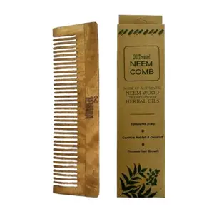 1EVARA Kacchi Neem Wooden Comb For Hair Growth- Hairfall Control, Dandruff Control and Frizz Control-Treated with Hearbal Oil- For Men & Women (Single Tooth)