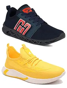 WORLD WEAR FOOTWEAR Men's (9369-9346) Multicolor Casual Sports Running Shoes 10 UK (Set of 2 Pair)