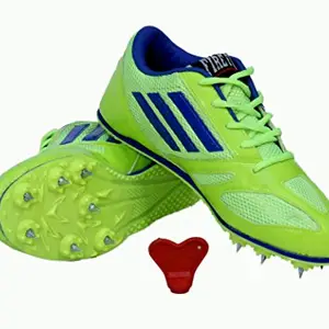CW Men's Firefly Athletic Running Bolt Green Spikes Tracking Hiking Walking Light Weight Shoes (7 UK/India)