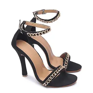 KIRAVI Classy Bling Black Heels (Size- Euro-38)