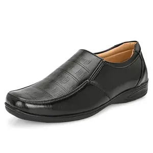 Centrino Slip-on Men's Formal Shoe | Stylish with Soft Cushioned Insole | Trendy Non Lace-Up Design | Perfect for Formal & Office Wear 7680-1 Black