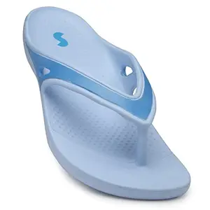SOLETHREADS Gleam Women Flip Flop | Metallic Strap | Lightweight | Soft Comfortable | Waterproof | Stylish | Thong | Anti Skid | Slippers | Styles | Daily Use | Everyday Slippers|BLUE|UK 8