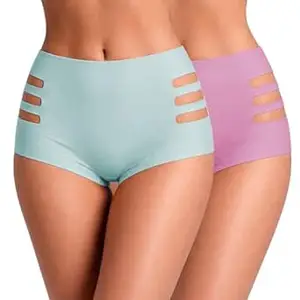 ELEG & STILANCE Women High Waist Seamless Hipster Panty | Side Cut Design | Stretchable Full Coverage Underwear | Mid Thigh Innerwear