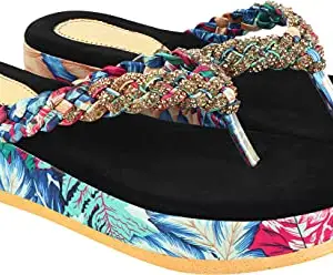 Shoetopia Womens/Girls Multicoloured Embellished Flatforms Heels
