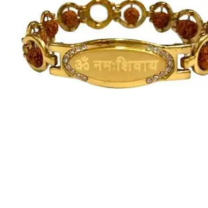 Nagaana Rudra Powerful Rudraksha Om Namah Shiva Adjustable Golden Bracelet for Men Women