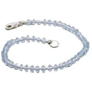 RRJEWELZ Blue Topaz Bracelet for Men & Women – 3.5mm Rondelle Faceted Blue Beads – 7 inch with Silver Plated Clasp – Healing, Fashion, Gift, Spiritual, Yoga|LCBR_RR_01655