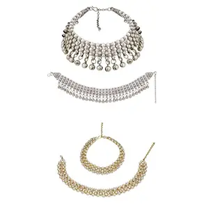 Efulgenz Women's Traditional Multipack Crystal Anklet Set