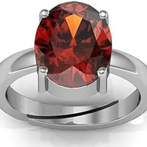 SIDHGEMS 7.25 Ratti / 6.90 Carat Certified Natural Gemstone Gomed Hessonite Stone Panchdhaatu Adjustable Ring Silver Plated Ring for Man and Women