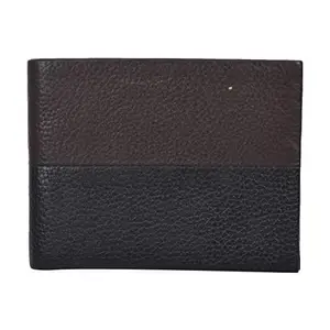 Leatherman Fashion LMN Genuine Leather Brown Black Unisex Wallet(6 Slots)