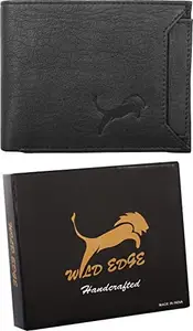 WILD EDGE Black Formal and Stylish Wallet with Detachable Card Holder for Men - Artificial Leather Wallet for Men - Slim Bi-fold Stylish Wallet for Men (Black)