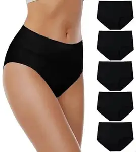 DIVING DEEP Panty for Women |Panties for Girl | Women’s Cotton High-Waist Panties – Full Coverage, Breathable & Stretchable Hipster Briefs (Pack of 5)