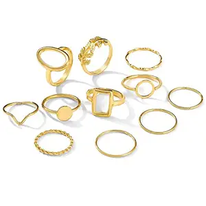 Jewels Galaxy Jewellery For Women Gold Plated Contemporary Stackable Rings Set of 11 (JG-PC-RNGQ-994)