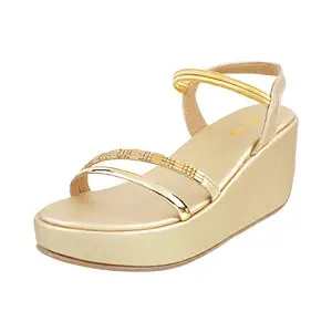 Mochi Womens Synthetic Gold Sandals (Size (7 UK (40 EU))