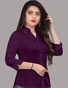 Formal/Casual Cotton Blend Shirt for Women with 3/4 Sleeve for Casual Wear