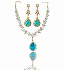 Shrimati Fancy Designer long Necklaces Set with a beautiful color stone for Women and Girls.