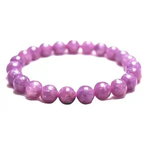 RRJEWELZ Natural Pink Tourmaline 8mm Round Shape smooth Cut Beads 7.5 Inch Stretchable Bracelet for Men & Women.|STBR_RR_07821_7.5