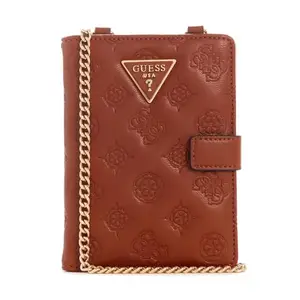 GUESS Cognac Monogram Pu Passport Case