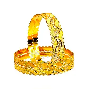 DMJ Premium Gold-Plated Handcrafted Trendy Bangles Jewellery for Women & Girl's (Set Of 4) (DBS420) (2.6)