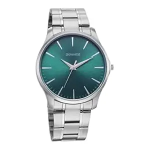 Sonata Ease with Green Dial Silver Metal Strap Watch for Men - 77163SM10W