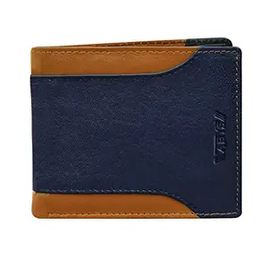 ABYS Rakhi Special Blue-Tan Genuine Leather Wallet & Rakhi Combo Gift Set for Brother (8526BLTN)
