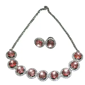 Orange Stone Necklace Set Jewellery Set for Women & Girls