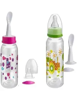 Baby Bottle BPA Free 2 Pack - 150 ml Smart Bottle Mini Plastic Feeding Children Feeder Silicone Sipper Nipple spout Nipple Cover Milk Food Juice Transparent Spill Proof