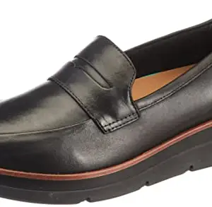 Clarks Women's Shaylin Step Black Leather Loafers-7 UK (26153589