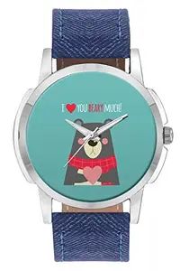 BIGOWL Wrist Watch for Men - I Love You Beary Much | for Her/Him - Analog Men's and Boy's Unique Quartz Leather Band Round Designer dial Watch