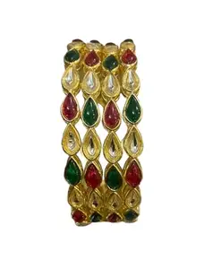 Santosh.Enterprise Traditional Jewellery Gold Plated Multicolor Kundan Bangles Jewellery for Women and Girls.(Set of 4 piece) (2.8)