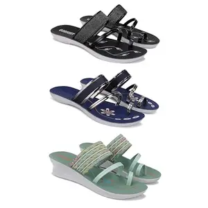 Women's Comfortable Sandal,Casual Lightweight Sandal for Everyday Wear for women's(GR-(COMBO-3)-1946-1945-1948-5)
