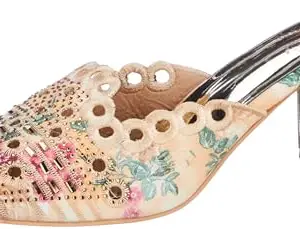 Shoetopia womens Heel-Bantu Golden Heeled Sandal - 5 UK (Heel-Bantu-Golden)