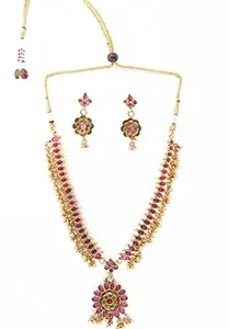 Griiham Premium Gold Finish Short necklace set 10955N