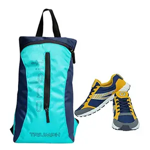 Gowin Nx-2 Yellow/Blue Size-6 with Triumph Running Bag Orbit Pro-6001 Navy/Sky
