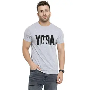 FASHION GALLERY Printed Round Neck Half Sleeve T-Shirts for Men Grey