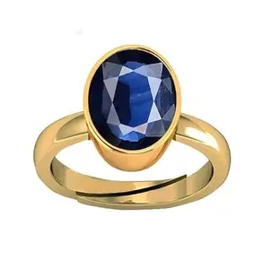 SIDHGEMS 11.00 Ratti 10.00 Carat Lab AAA+ Quality Natural Blue Sapphire Neelam Gold Plated Adjustable Gemstone Ring for Women's and Men's